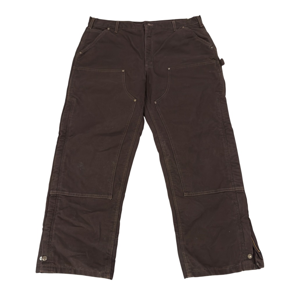 Carhartt NEW Men's 40x30 Brown Canvas Double Knee Insulated Work Pants B194 DKB